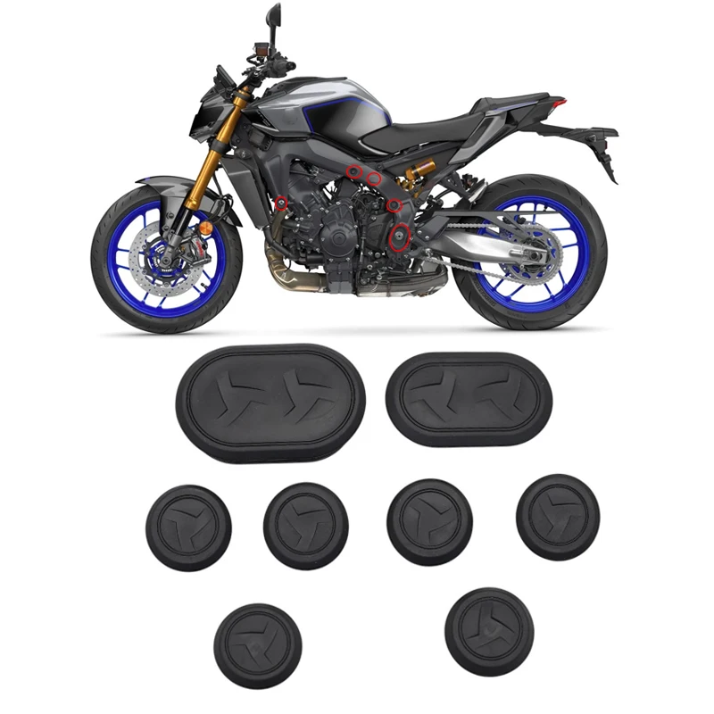 Image of Für YAMAHA MT09 SP MT 09 MT-09 SP 2021 2022 2023 2024 2025 Motorrad-Zubehör Rahmenloch-Abdeckkappen Dekorative Rahmenkappen-Stecker