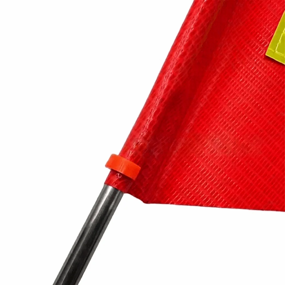 Clamp On Safety Warning Flag Telescopic Flagpole Stainless Steel Reflective Triangle Flag High Visibility Oxford Cloth