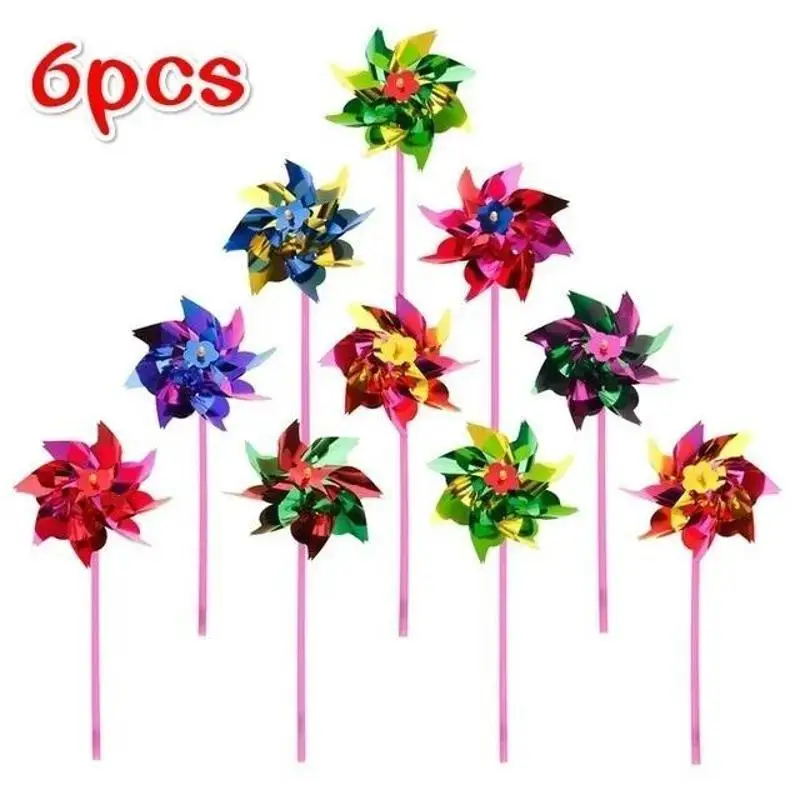 6Pcs Plastic Windmill Pinwheel Wind Spinner Kids Toy Garden Lawn Party Decor Toy Gift For Boys Girls Garden windmills