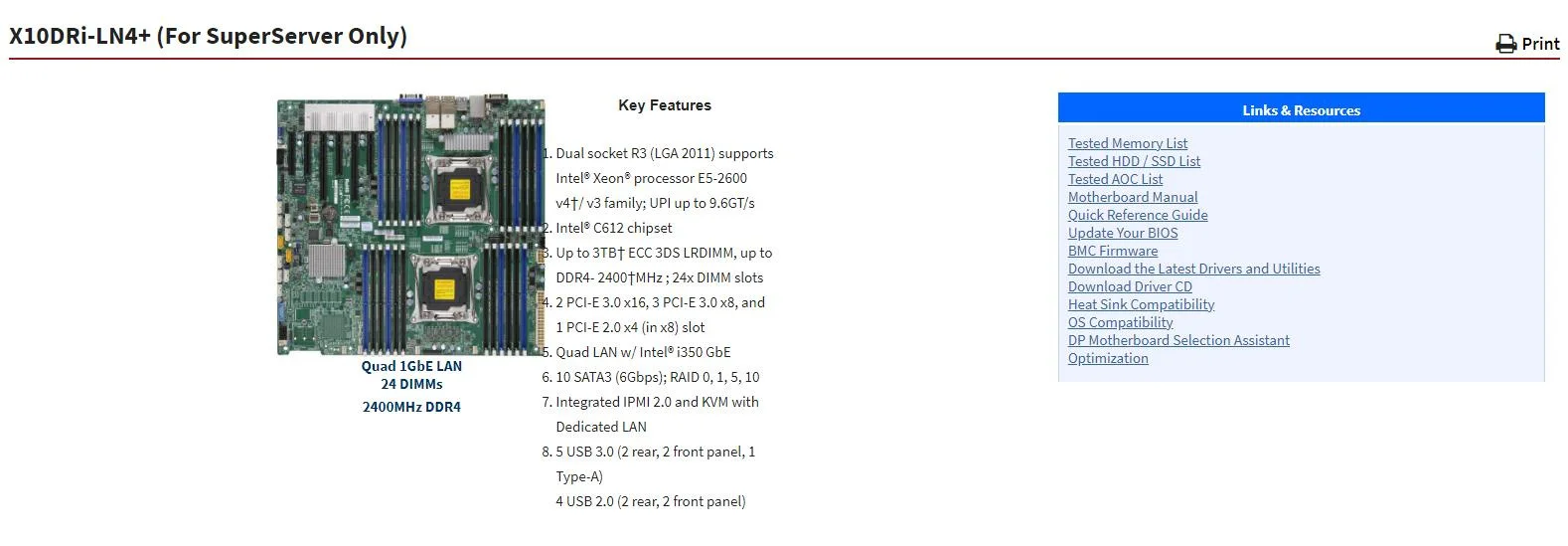 Imagem -02 - Placa-mãe para Superservidor Processador Xeon E52600 v4 v3 Quad 1gb Lan X10dri-ln4 +