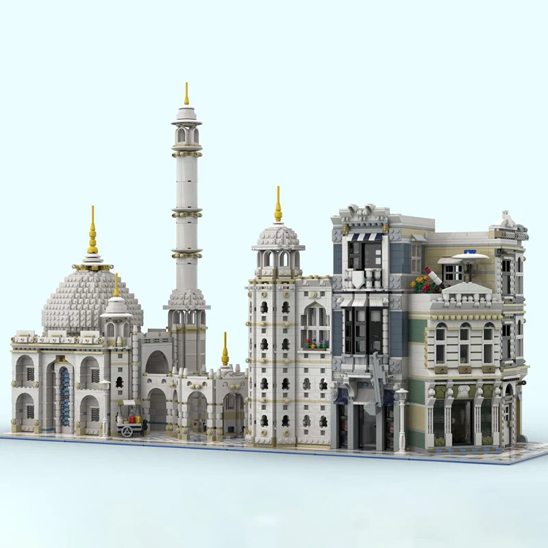 

7048PCS NEW MOC-162390 Mosque Corner TajMahal Street Model Building Kits Blocks Bricks Educational kids Toys christmas Gift