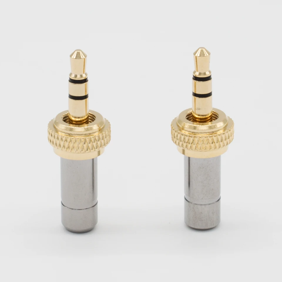 Special Mini 3.5mm Screw Lock Stereo Jack Plug Gold Plated for Sennheiser Sony D11 D12 Black Connector Parts  Internal  Thread