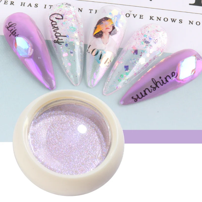 Muschel Perle Nagel Pulver Pigment Spiegel weiß reiben auf Nagel Glitter Staub Chrom Aurora Maniküre holo graphische Nail Art Dekoration