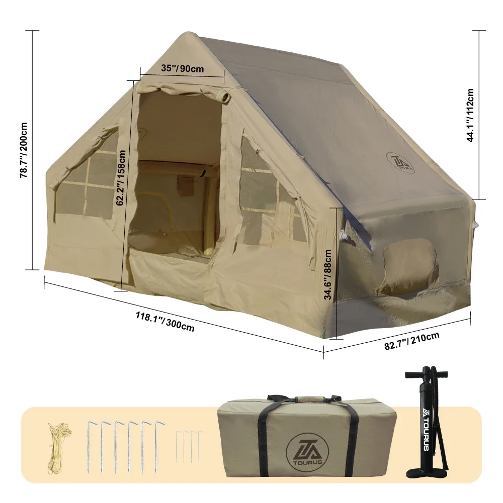 Hot Selling Outdoor Waterproof Family Inflatable Air Pole Tent Outdoor Camping Inflatable Yurt House Tent