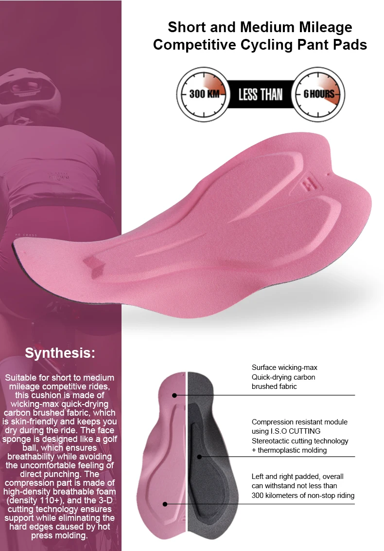 LAMEDA Damen-Radlerhose mit Polsterung, Hochgeschnittene Straßen- und MTB-Fahrradhose, Professionelle Rutschfeste Radlerhose – Detail 5