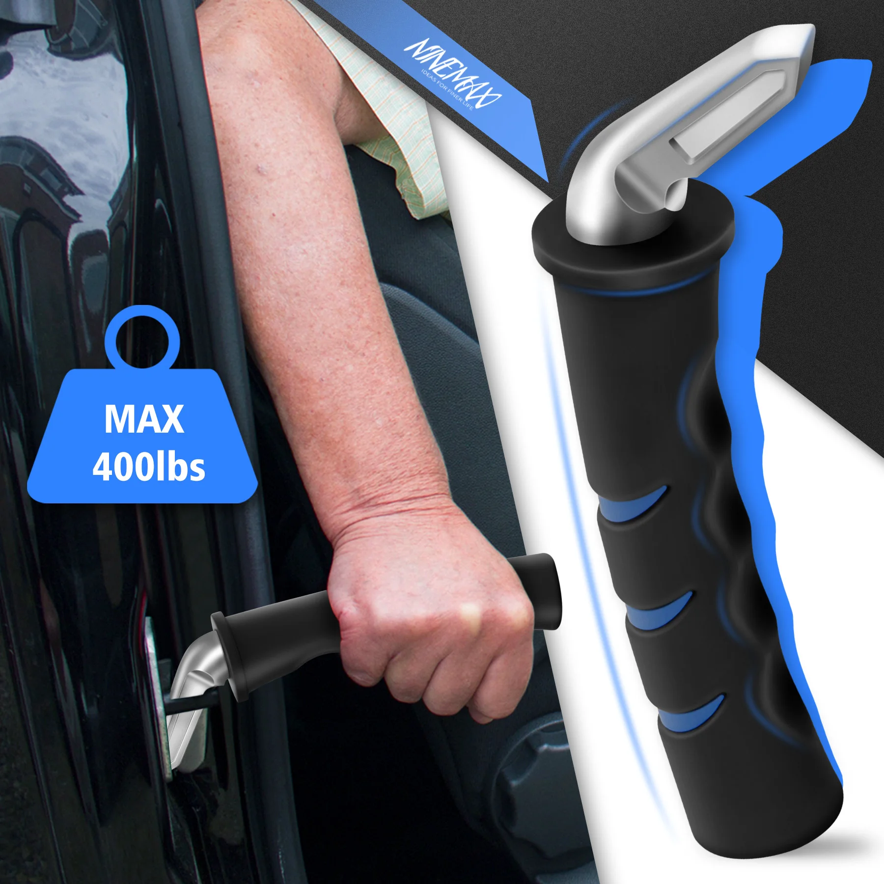 NINEMAX 2pcs Car Handle Assist for Elderly Car Door Handle Portable Vehicle Support Handle  window glass breaker door console