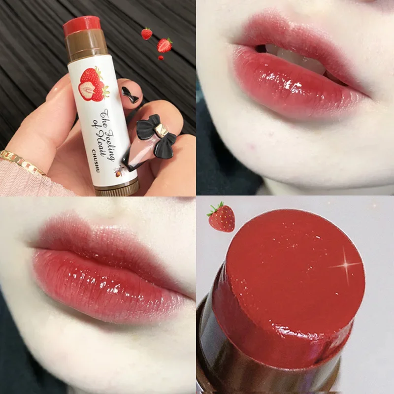 Colored Fruity Lip Balm Moisturizing Nourishing Lip Gloss Base Natural Temperature Change Color Lipstick Cosmetics Lip Skin Care