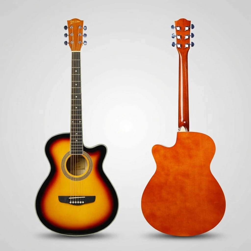 Gloss Cutaway Acoustic Folk Guitar 6‑String Multiple Color Options Steel‑String Instrument for Beginner Intermediate Musicians