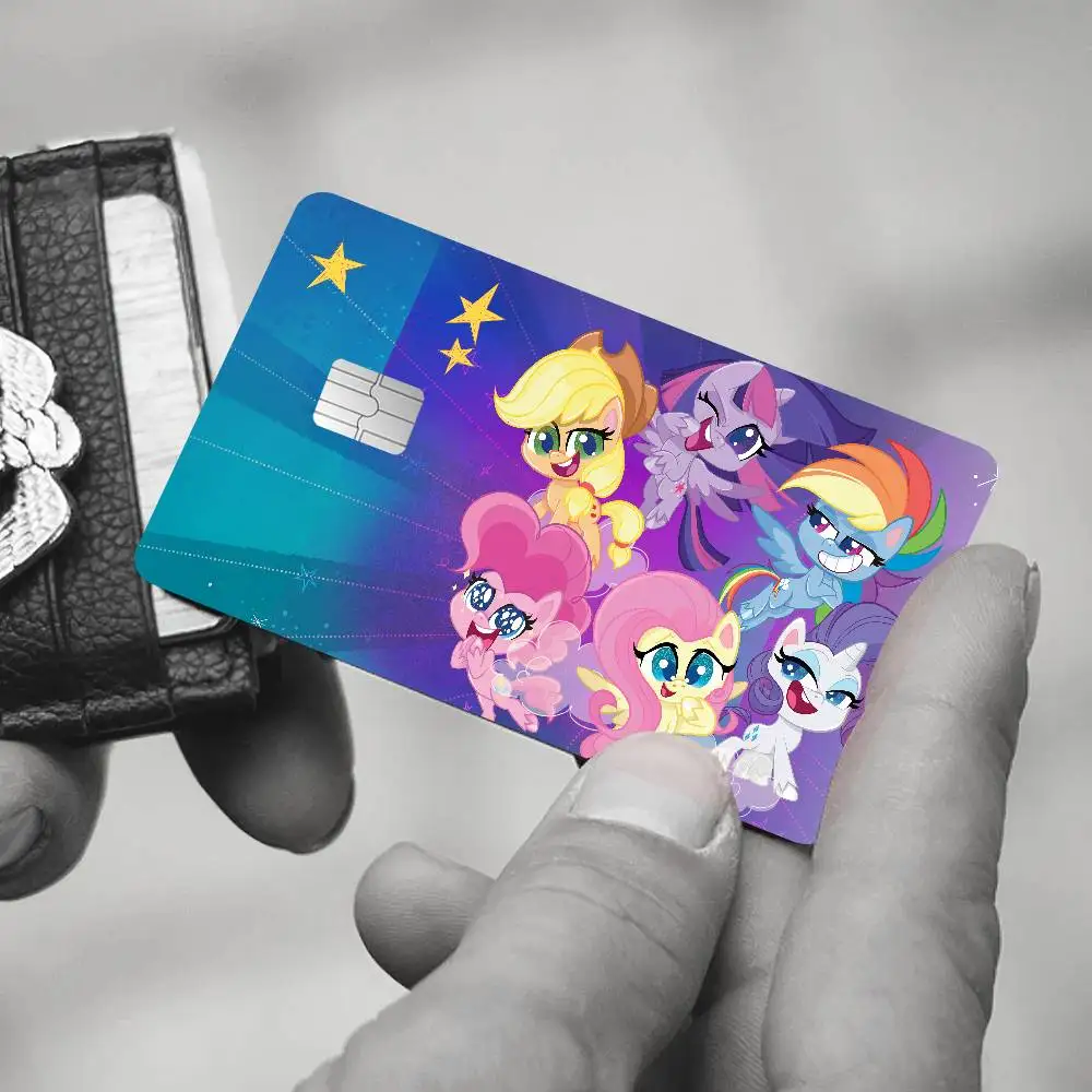 My L-Little P-Pony Cartoon Cartoon Credit Card Skin Stickers For Bank Card Bus Metro Card Sticker Waterproof Women Gift