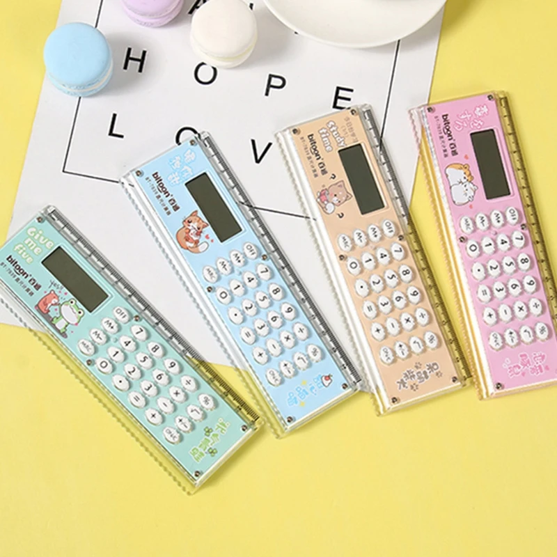 Mini Portable Calculators Ruler with 8-Digit LED Display 1 x Cell Battery Powered for Smart Calculator Ruler Pocket Size