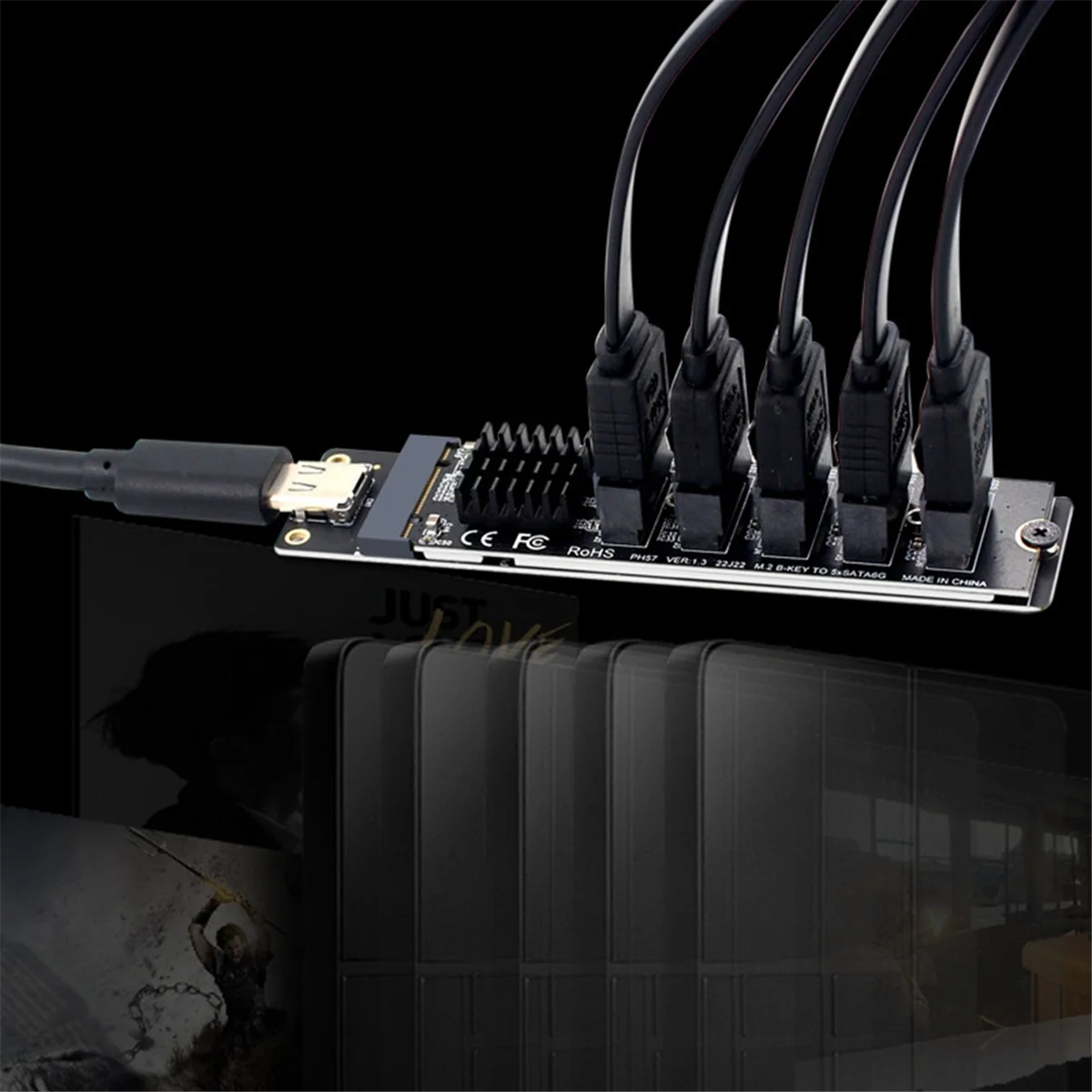 SuperDeals TYPE-C zu SATA3.0 5 Ports Adapter Konverter Karte 6 Gbit/s USB10G JM575 + JMS580 für SATA SSD HDD Erweiterung