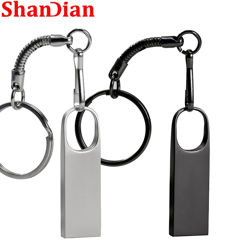 محرك فلاش USB معدني أسود-هندي مع سلسلة مفاتيح مجانية ، عصا ذاكرة ، محرك قلم ، هدية أعمال ، 64 جيجابايت ، 32 جيجابايت ، 16 جيجابايت ، سعة حقيقية