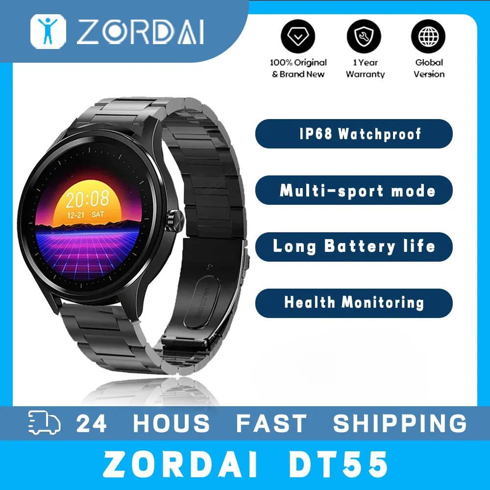 

Zordai DT55 New Smart Watch Men Women Sport Fitness Heart Rate GPS Track Waterproof Health Monitoring SmartWatch For Android IOS