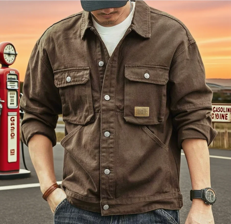 

M-4XL American Retro Vintage Autumn Winter Washed Heavy Dut Workwear French Style Oversized Denim Jacket Coat Trucker Jacket