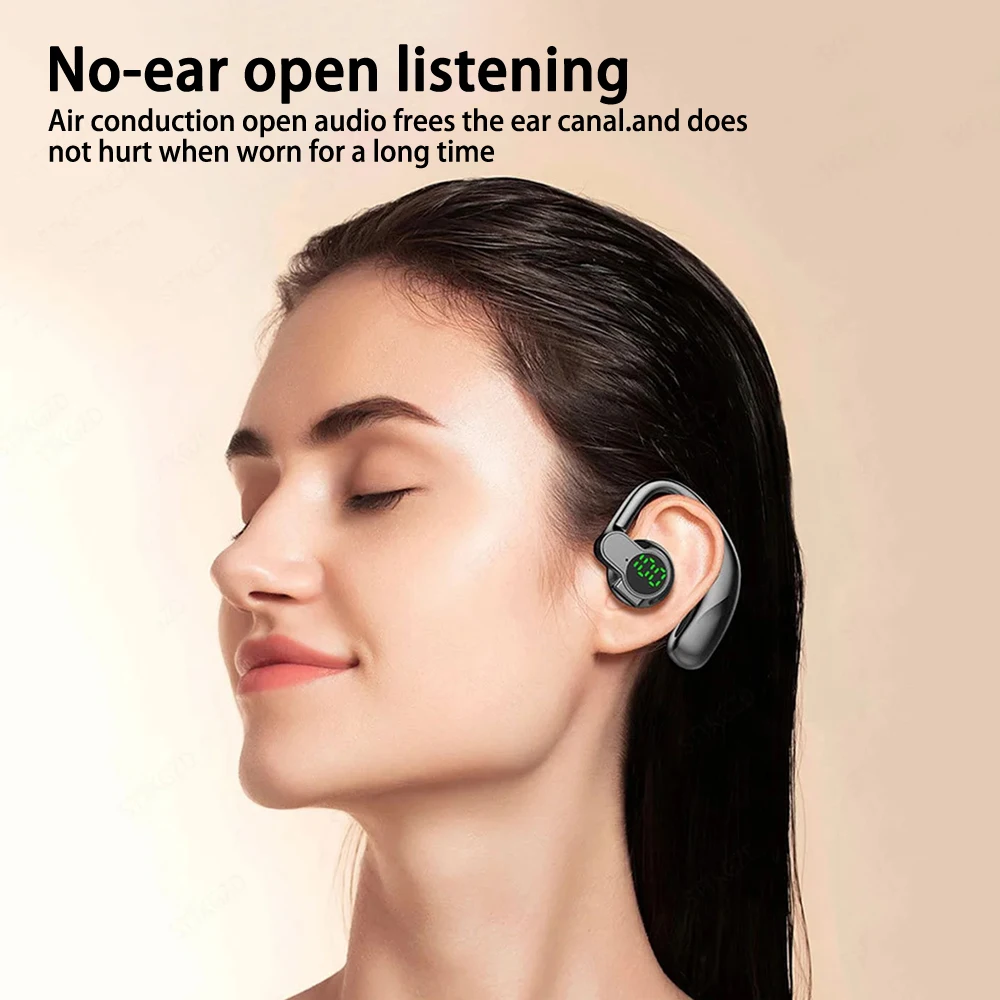 Singel Ear Bluetooth5.4 Wireless Headphones 180 Degree Rotatable Bluetooth Handsfree EarHooks Noise Canceling Business Earphones