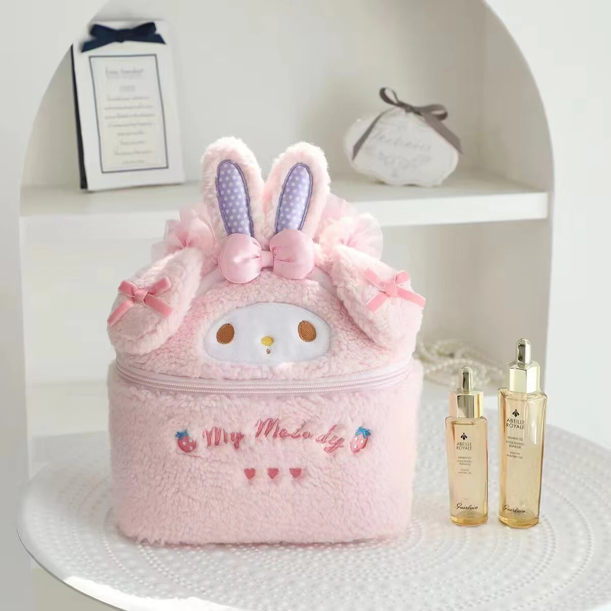 Cute My Melody Sweet Piano Cosmetic Bag Lovely Pink Drawstring Bag Kawaii Jewel Case Japanese Style Plush Bag Gifts Girl