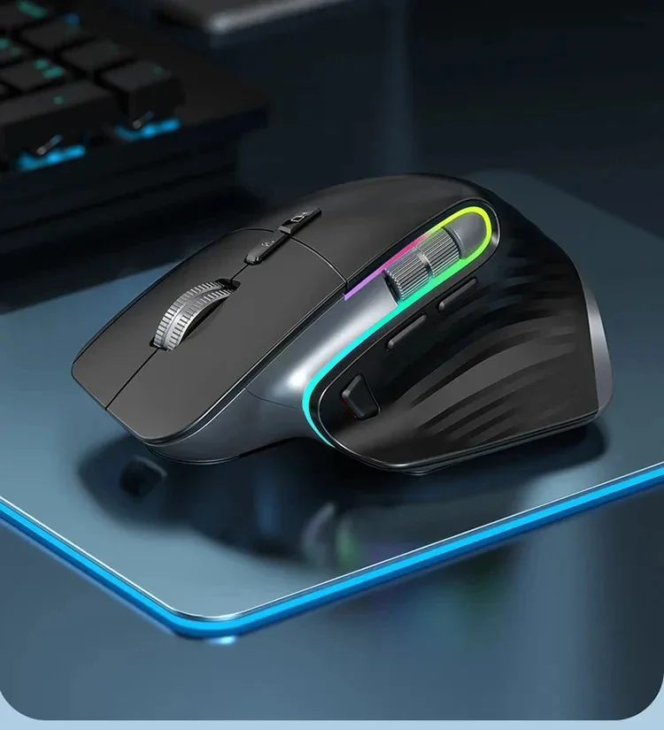 

Rechargeable 2.4G Wireless Bluetooth Tri-mode Mute Mouse Ergonomic Design RGB Optical Gaming Mice For PC Laptop Computer Game