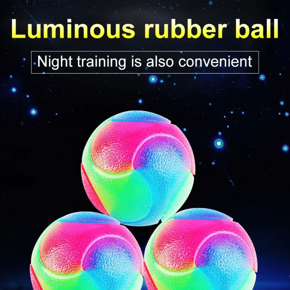 Fun Pet Toys Small Dog Flash Ball Dog Toys Ball TPR Three Color Glowing Elastic Dog Training Throwing Dogball