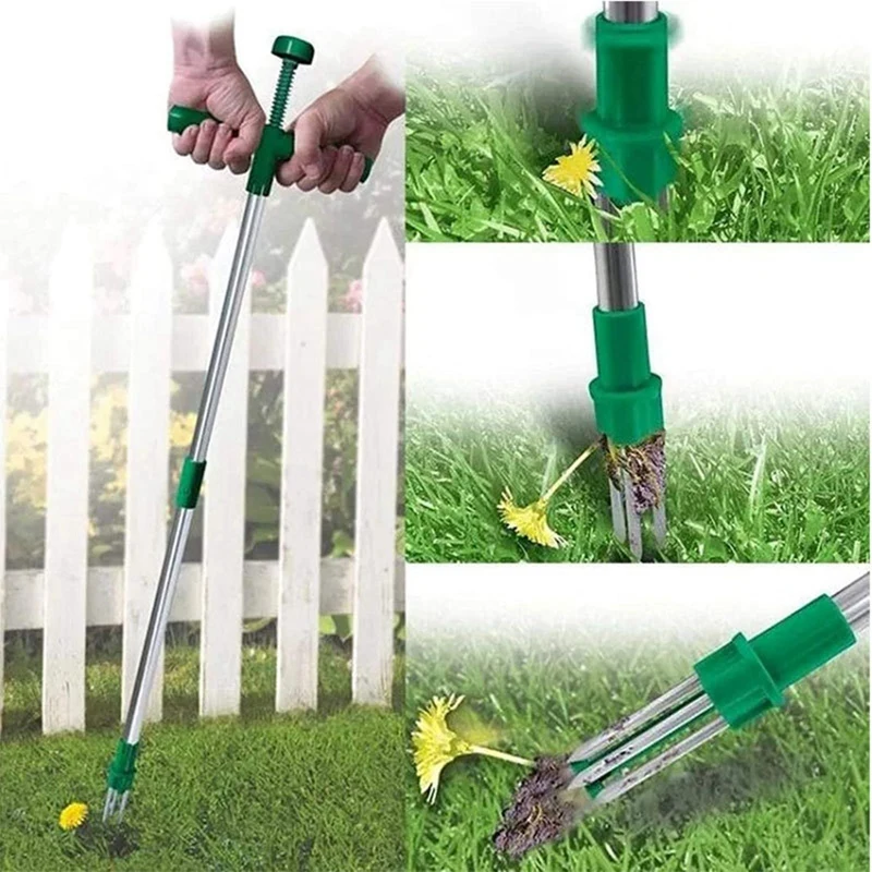 Weed Puller Tool Manual Weeding Tool + Long Handle Stand Up Heavy Duty Garden Weeding Tool For Garden