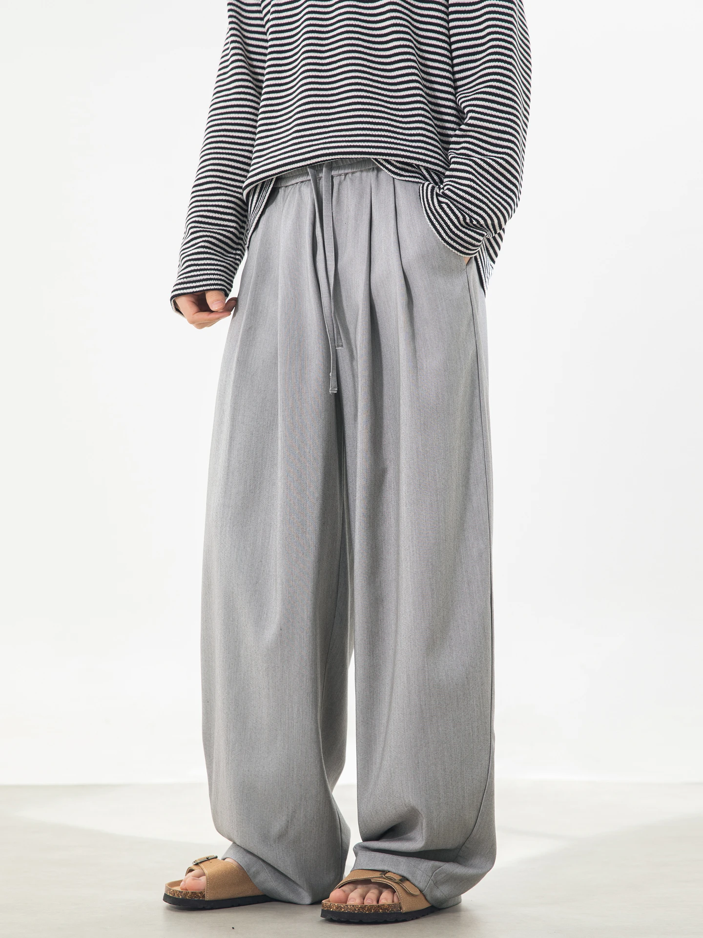 

Мужские повседневные брюки Wukong Has Sto: модные американские, высококачественные, однотонные, свободные, широкие, винтажные, прямые, струящиеся