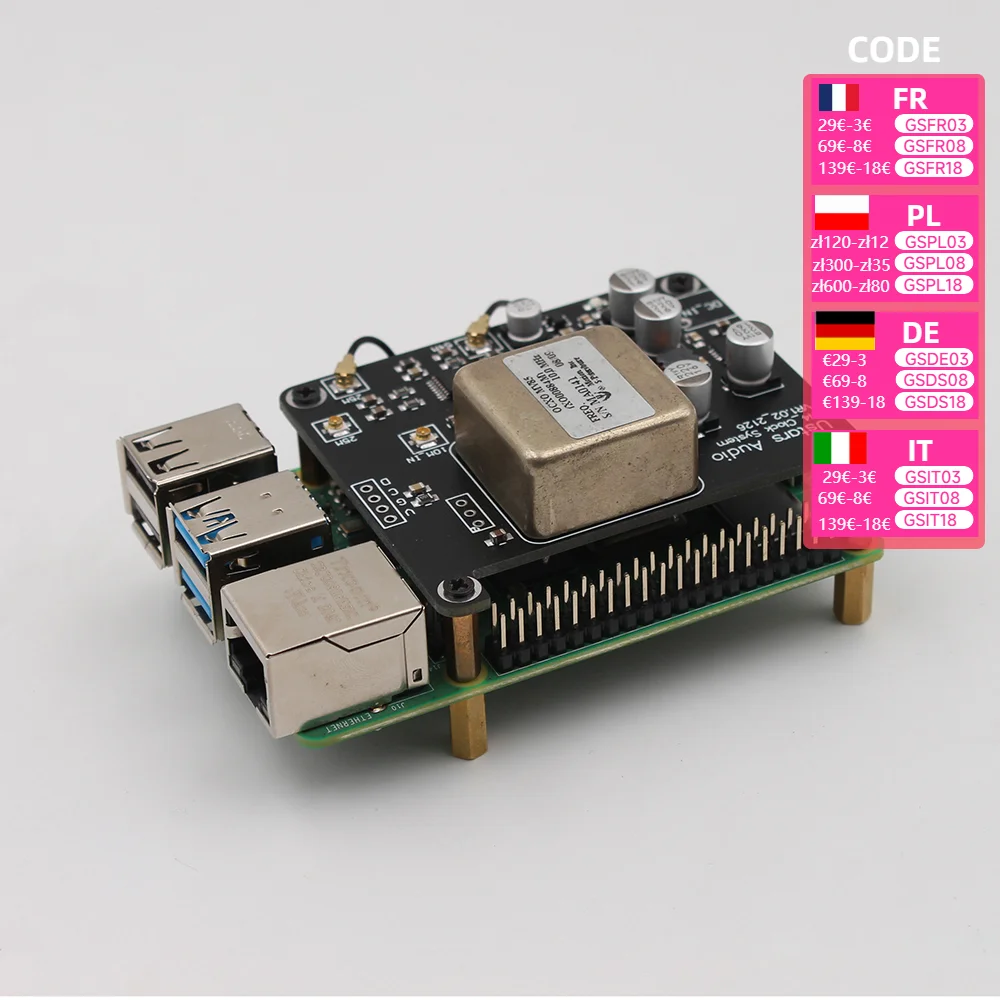 Nvarcher HiFi Audio Clock Board OCXO Constant Temperature Crystal Oscillator Upgrade  For Raspberry Pi 4B