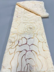 French Luxury Jacquard Organza Lace Fabric 2024 High Quality African Brocade Fabric Nigerian For Women Wedding Dresses Material