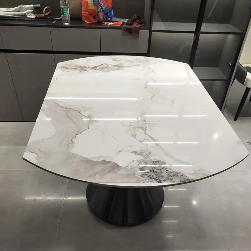 Nordic Modern Light Luxury Slate Dining Tables Rotating  Folding Tables Small Apartment High End Table TelescopicHome Furniture