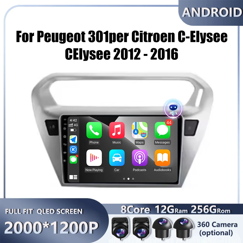 

For Peugeot 301per Citroen C-Elysee CElysee 2012 - 2016 Car Android arplay Auto Radio Navigation GPS Multimedia Video 4G AMI