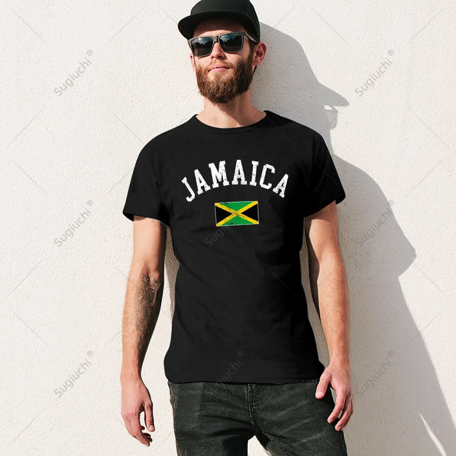 Unisex Men Retro Jamaica Flag Vintage Jamaican Tshirt Tees T Shirts Women Boys 100% Cotton T-Shirt