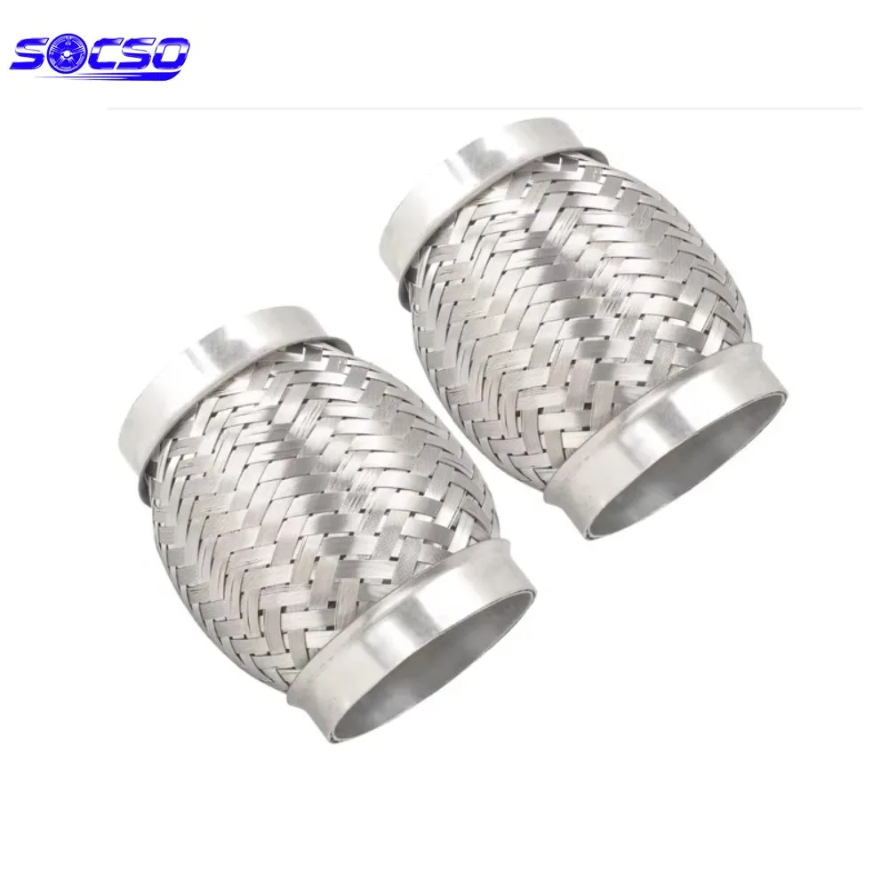 

3x4 Inches Exhaust Flex Pipe Stainless Steel Bellows Flexible Joint Coupling Double Braided Flex Tube with Extension Ends 3"*4"
