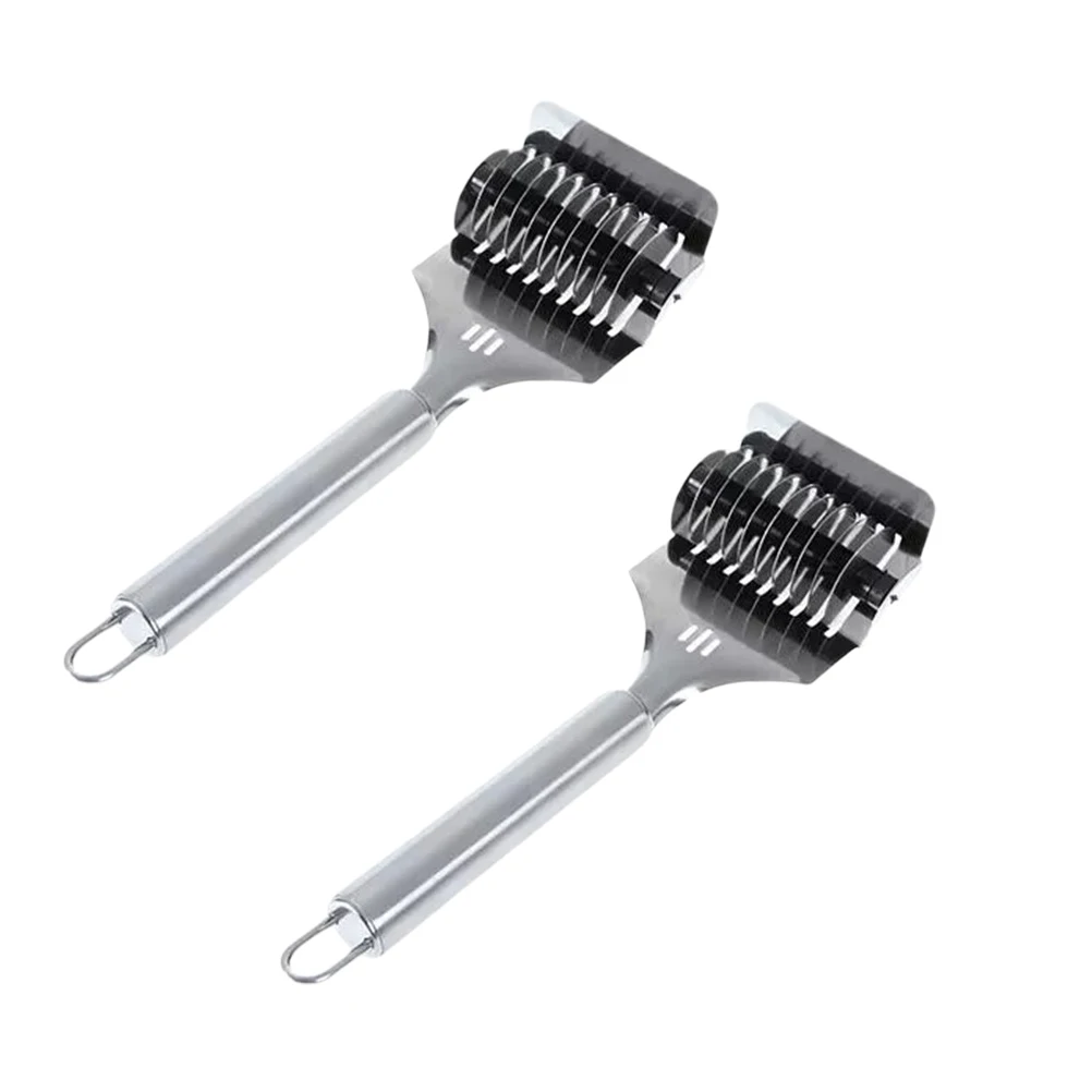 

2Pcs Stainless Steel Dough Press Kitchen Gadget Lattice Roller Easy Clean Practical Wall Hangable
