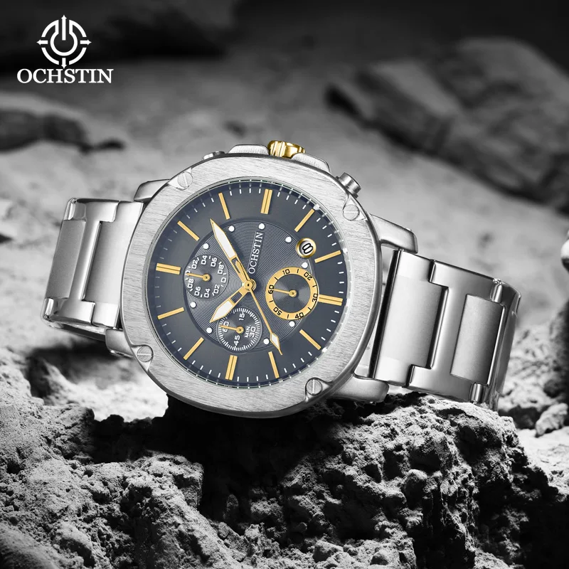 OCHSTIN Hot Model 2024 Mariner Series Men's Waterproof Watch Multifunction Quartz Movement Casual Simple Men's Quartz Watch