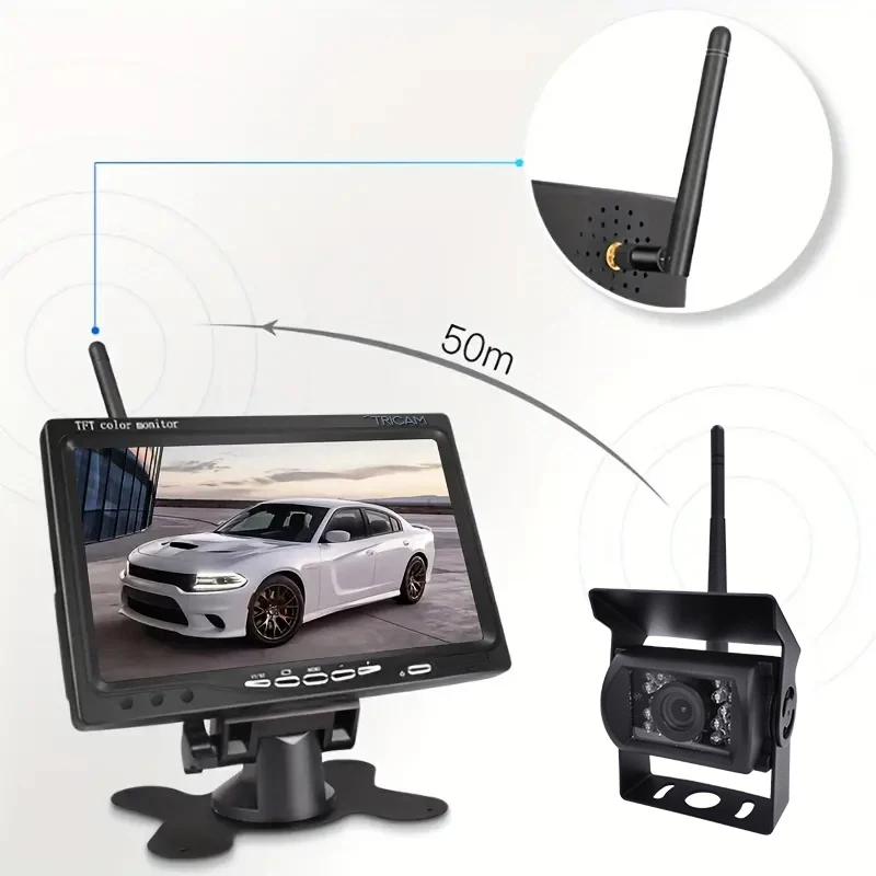 Wireless Car Reversing Backup Rear View Camera for Trucks Excavator Caravan Van Camper RV Trailer With Monitor