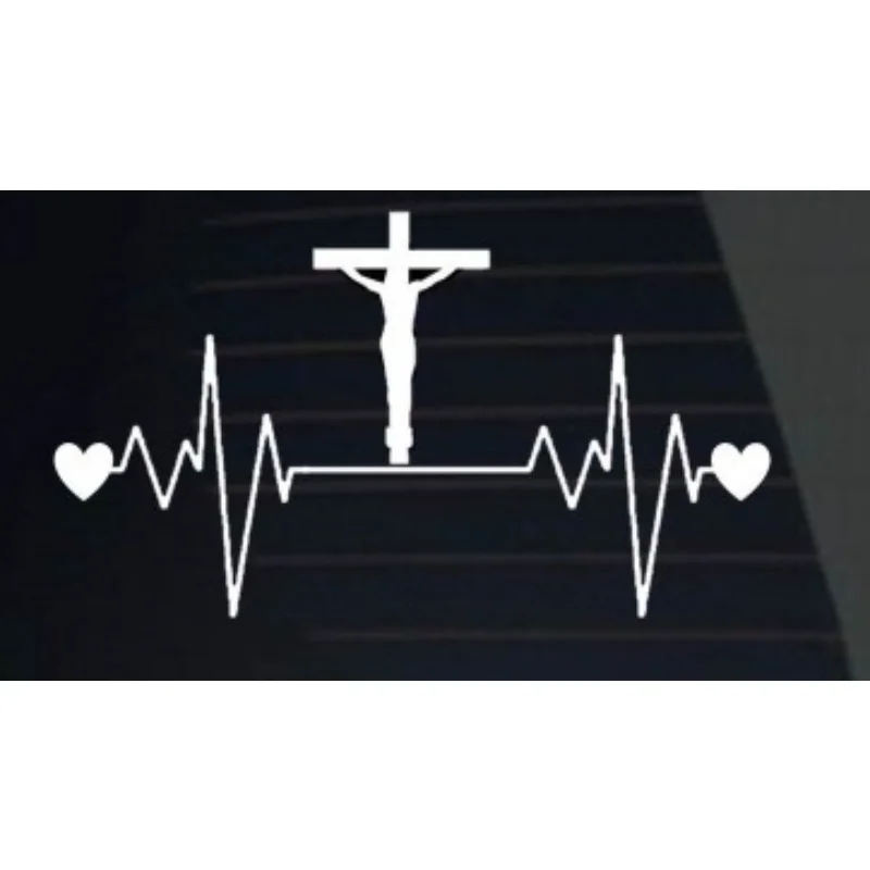 Car decoration stickers  FOR Cross heartbeat lifeline  Sticker decal christian jesus  20CM PVCKK