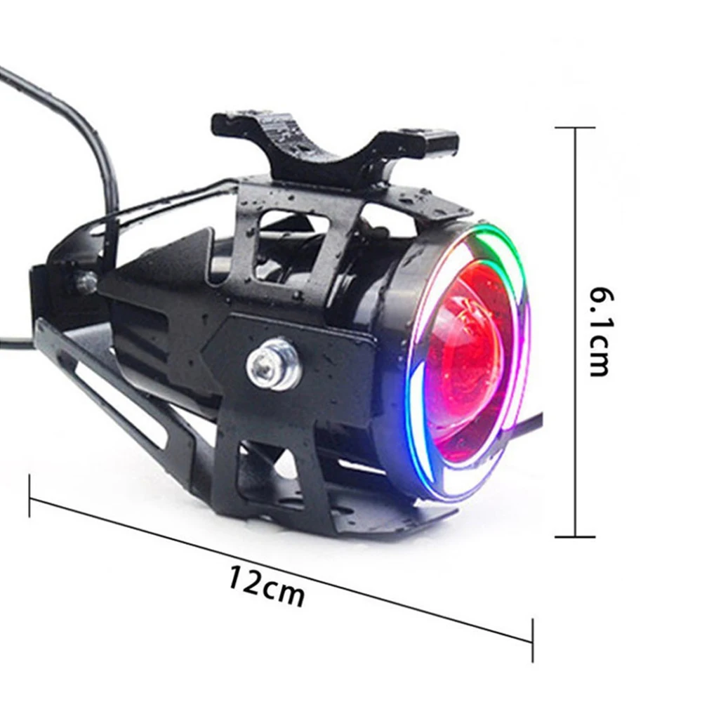 Motorcycle Spotlight U7 LED Lens Driving lights DRL for scooter motorbike Angel Devil eyes Flashing warning Motor Lamp LED Bulb
