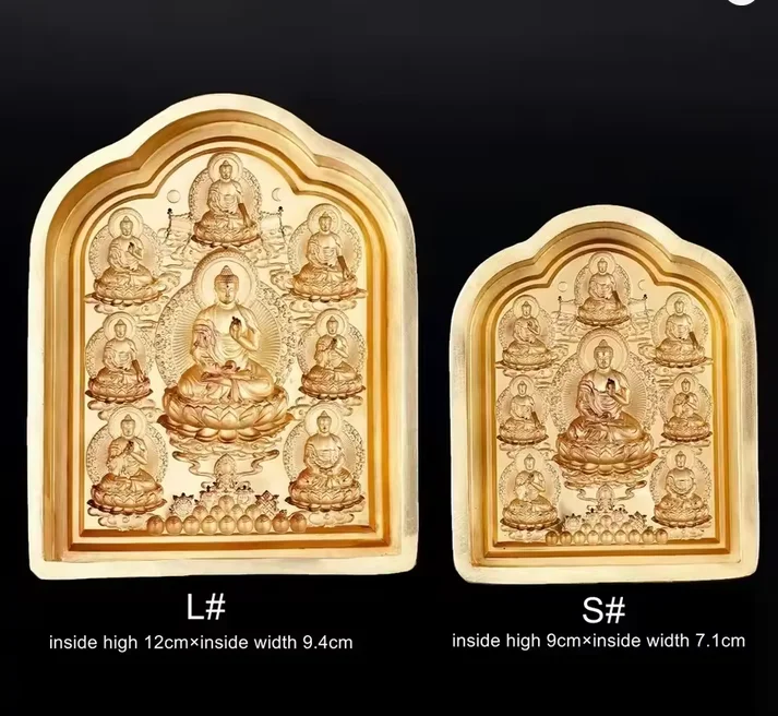 Copper Medicine Eight Buddhas TSHA-TSHA mould Brass Tibetan Three Buddhas of Longevity Tsatsa mold large