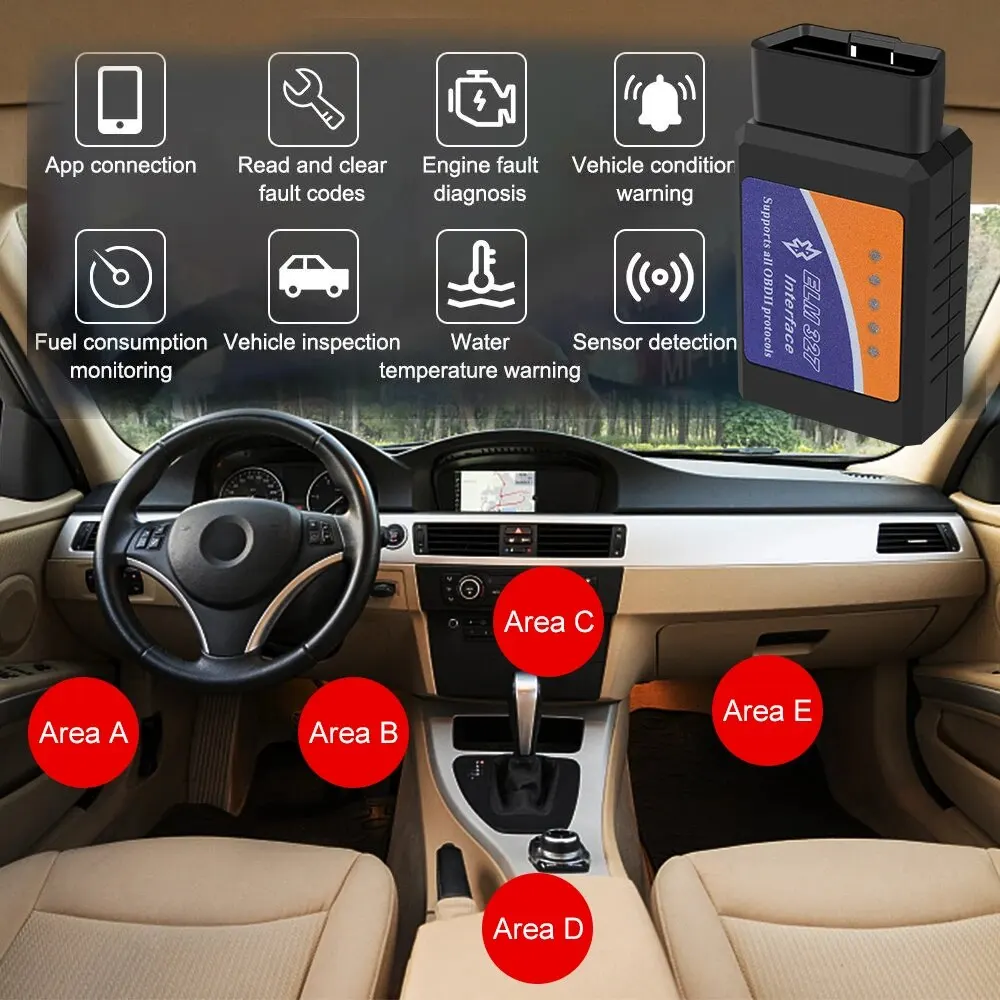 Bluetooth ELM327 OBDII Auto Diagnostic Tool for Android ELM327 V2.1 OBD2 Code Reader OBD2 Car Diagnostic Tool Scanner