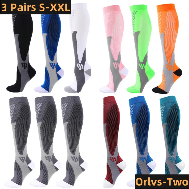 S-XXL 3 Pairs Pack/Socks Compression Socks 30 Mmhg Fit For Medical Edema Diabetes Varicose Veins Running Sports Socks Size XXL