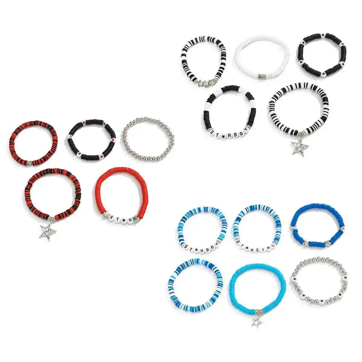 IngeSight.Z 3가지 스타일 고스 소프트 세라믹 스택형 탄성 체인 팔찌 여성용 빈티지 참 뱅글 커플 주얼리 선물