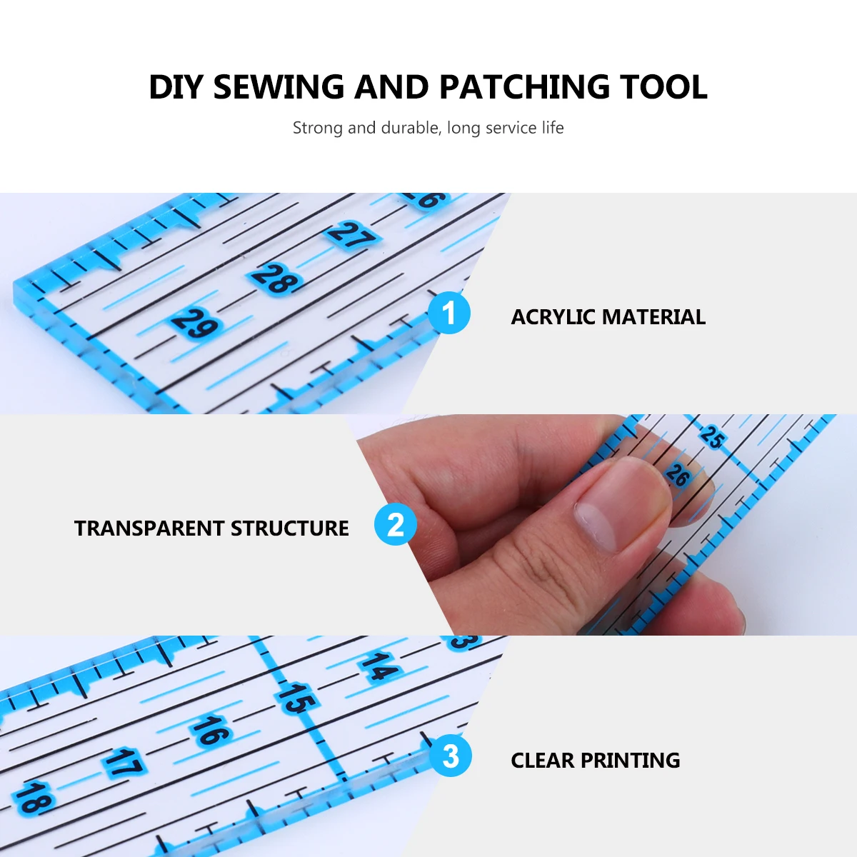 

Patchwork Ruler Sewing Acrylic for Cloth Craft Transparent Fabric Measurement Stitch Stitching
