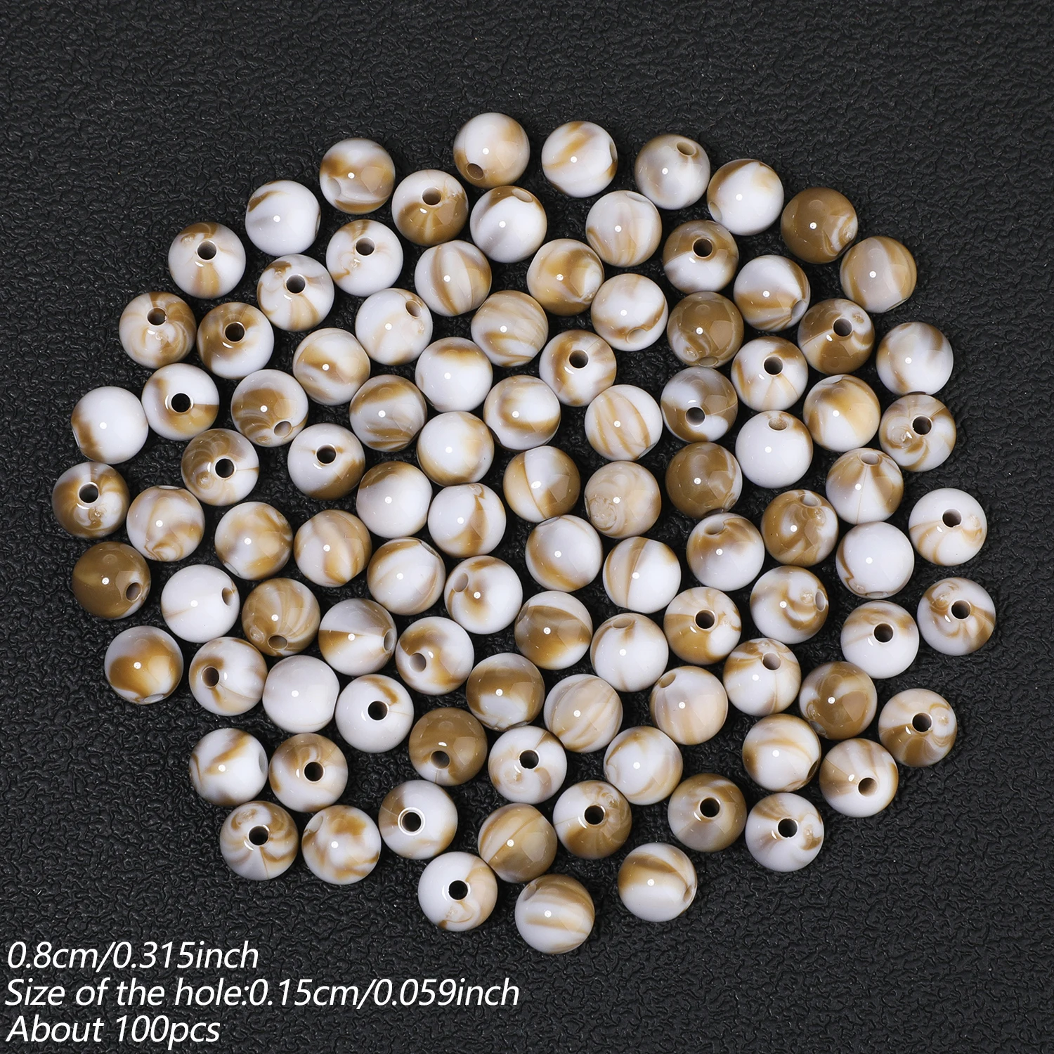 100 Stück 8mm Runde Acrylperlen Mehrfarbige Lose Abstandsperlen für DIY Ohrringe, Armbänder, Halsketten und Schmuckherstellung Zubehör – Detail 2