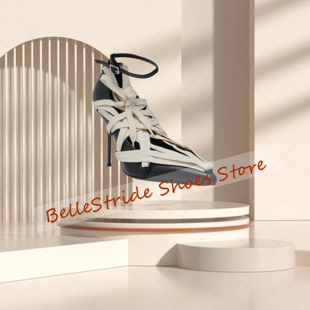 

Black Cross Strap Buckle Strap Pumps Matte Leather Women Shoes Stilettos High Heels Party Banquet Dating 2025 Zapatos Para Mujer