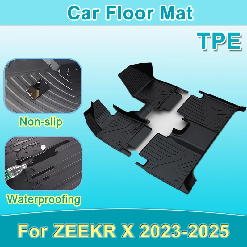 

For ZEEKR X 2023-2025 5 Seats TPE LHD Car Floor Mat Duty Trunk Rugs Pad Waterproof Non-slip Carpets Protector Foot Auto Interior