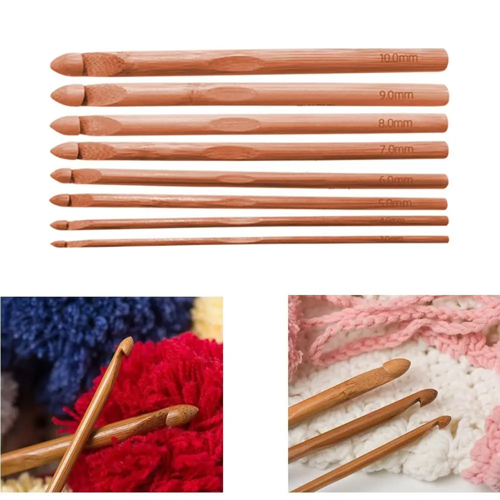 Bamboo Wooden Crochet Hooks Handicraft Small Size Long Crochet Needles Knitting Needles Scarf