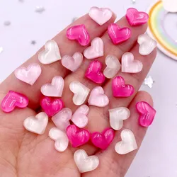 50pcs Resin Crystal Pink Rose White Shiny Heart Art Nail Flatback Rhinestone Button Applique DIY Ear Studs Scrapbook Decor Craft