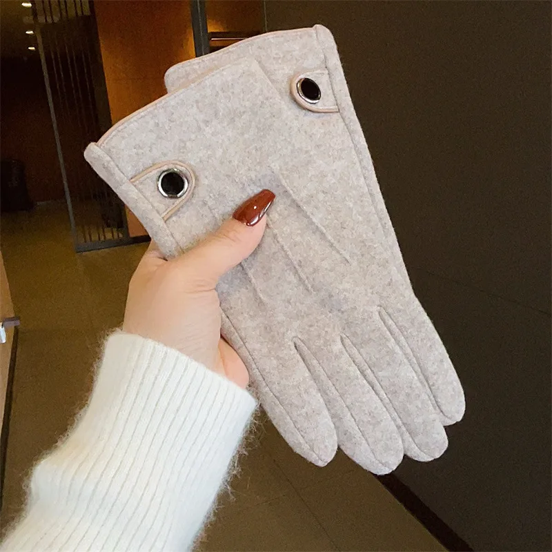 Gloves Men Metal Buckle Touch Screen Winter Windproof Warm Thick One Size