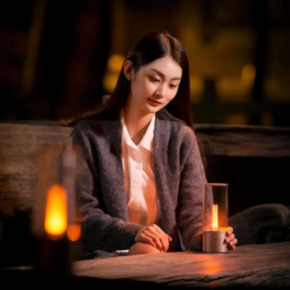 Stepless Dimming Candle Lamp 1800K Warm Light Type C Rechargeable Dimmable Light Rotatable Design Breathing Light Effect