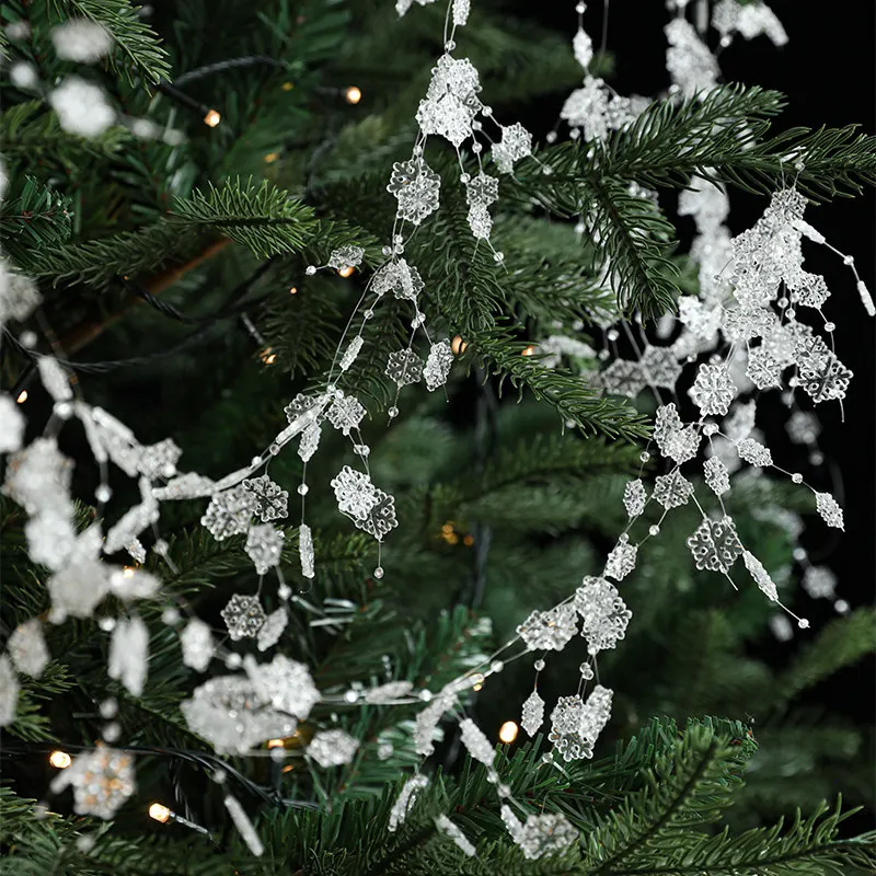 DIY Material Set Transparent Snowflake Bead Pendant Decor For Christmas Tree Window Holiday Scene Arrangement Props