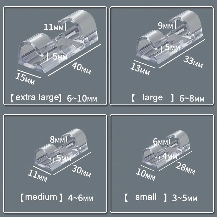 20Pcs Cable Organizer Clips Wire Manager Cord Holder Cable Management Desktop USB Data Line Bobbin Winder