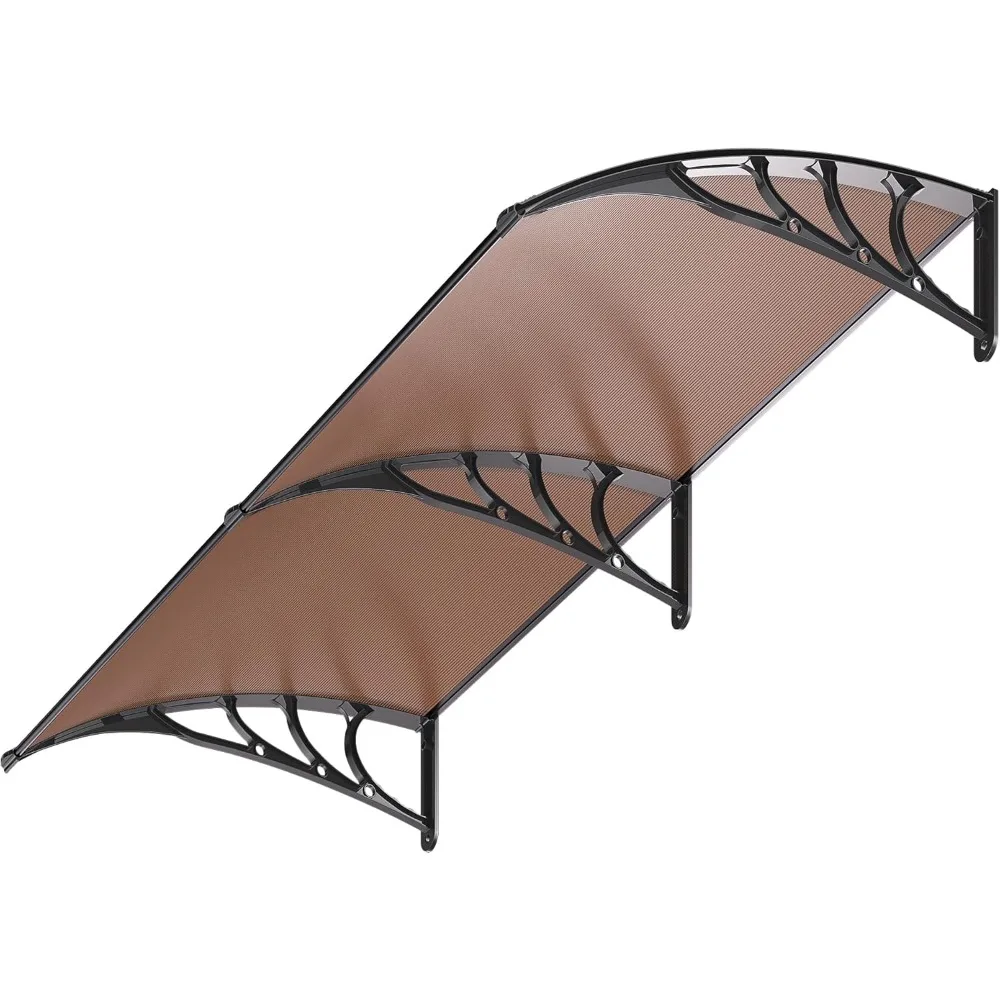 

Polycarbonate Window Door Awning Canopy Brown with Black Bracket 40 Inch x 80 Inch